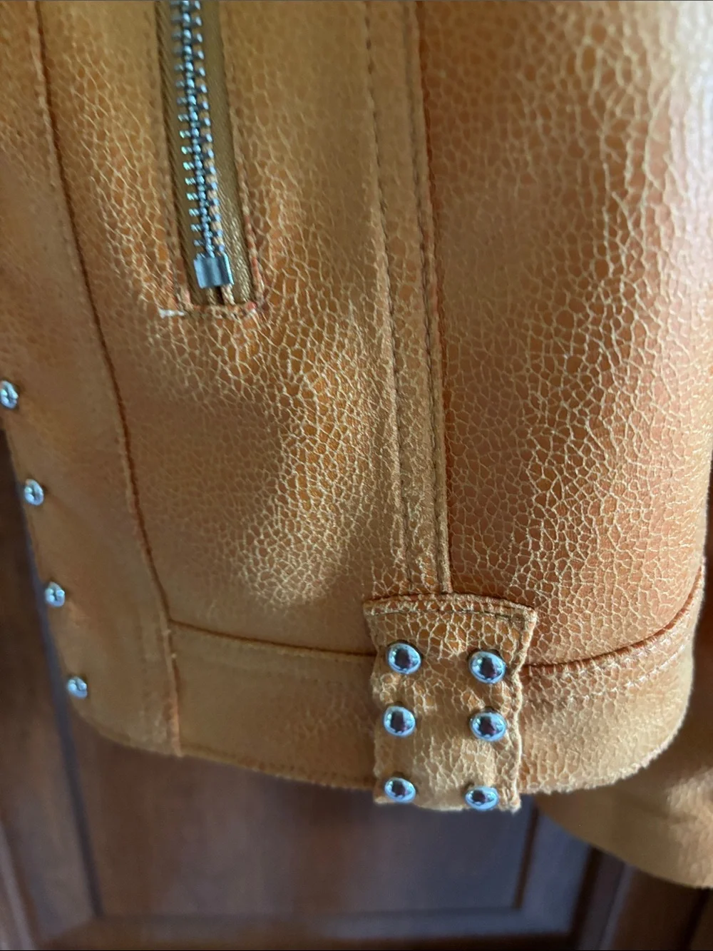 LG Orange Stud-Trim Faux Suede Jacket